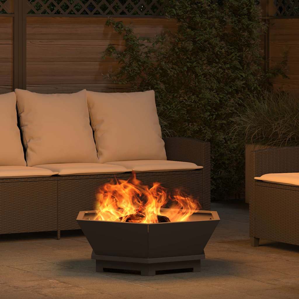 Fire Pit Black 75 x 75 x 28 cm Steel