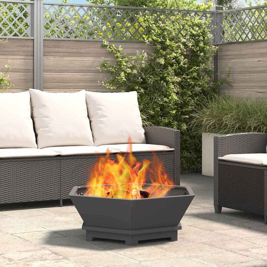 Fire Pit Black 75 x 75 x 28 cm Steel