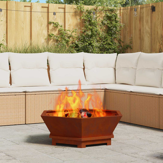 Fire Pit Brown 75 x 75 x 28 cm Weathering Steel