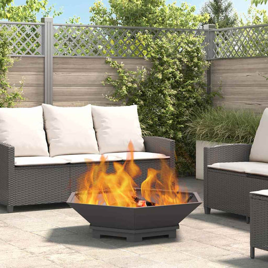 Fire Pit Black 100 x 100 x 28 cm Steel