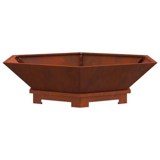 Fire Pit Brown 100 x 100 x 28 cm Weathering Steel