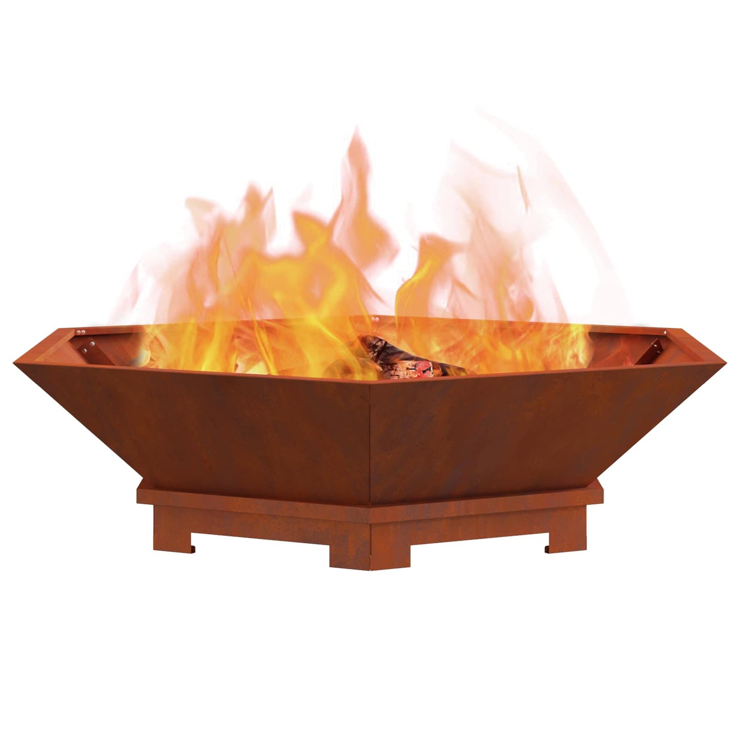 Fire Pit Brown 100 x 100 x 28 cm Weathering Steel
