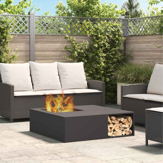 Fire Pit Black 100 x 100 x 30 cm Steel
