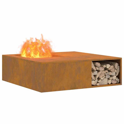 Fire Pit Brown 100 x 100 x 30 cm Weathering steel