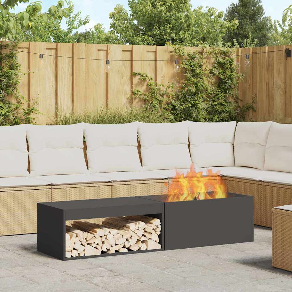 Fire Pit Black 160 x 45 x 35 cm Steel