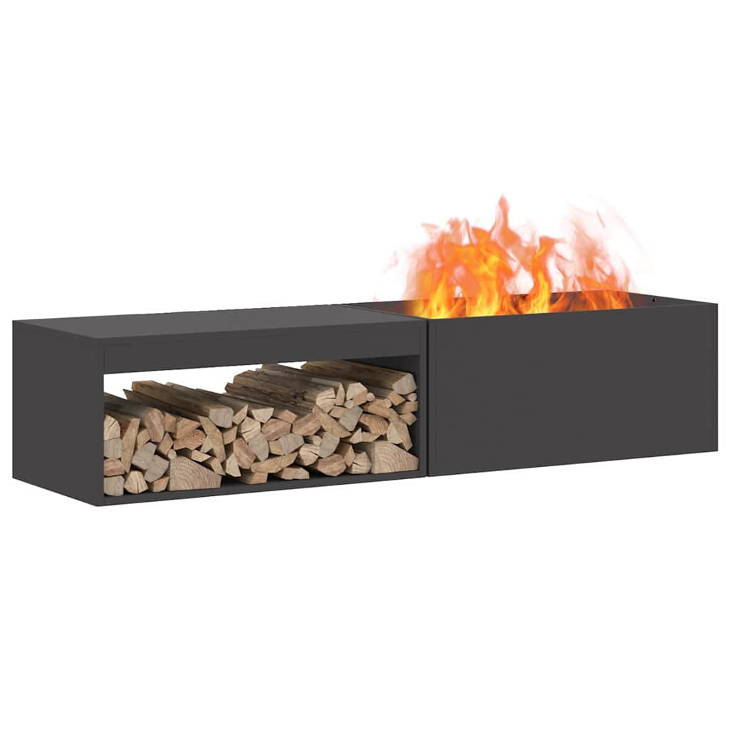 Fire Pit Black 160 x 45 x 35 cm Steel
