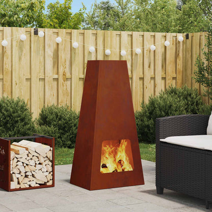 Fire Pit Brown 50 x 35 x 100 cm Weathering Steel
