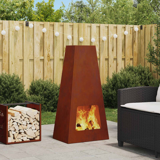 Fire Pit Brown 50 x 35 x 100 cm Weathering Steel