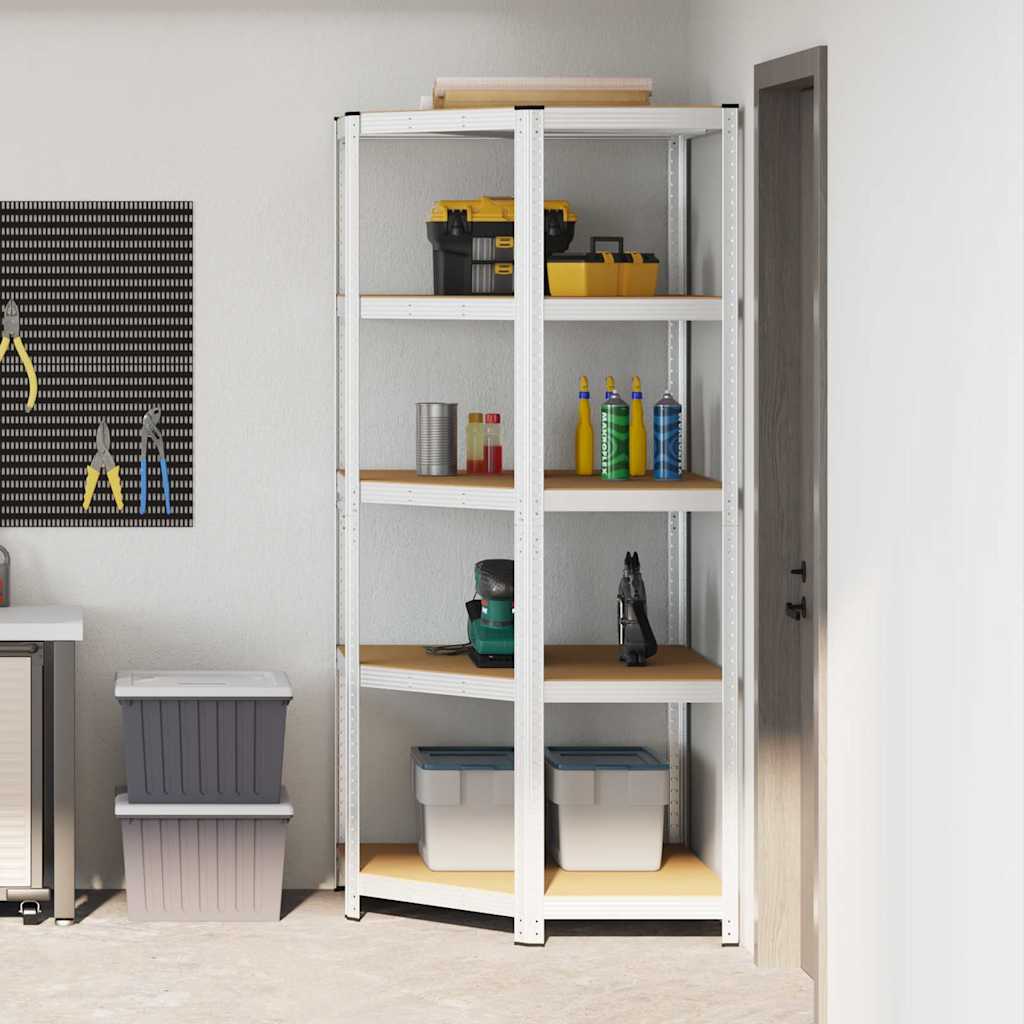 Corner Shelf with Shelf Silver 90 x 90 x 198 cm Engineered Wood