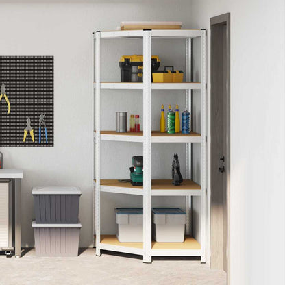 Corner Shelf with Shelf Silver 90 x 90 x 198 cm Engineered Wood