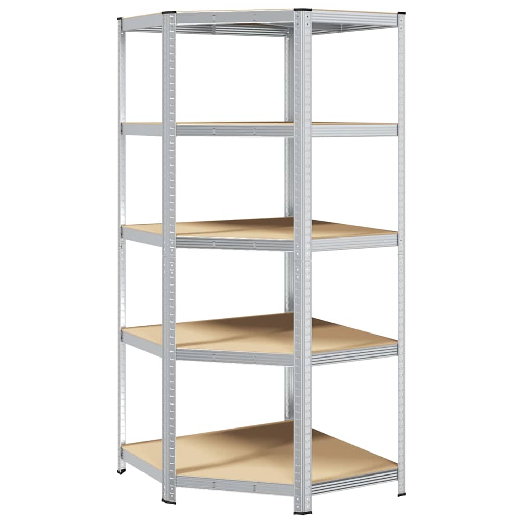 Corner Shelf with Shelf Silver 90 x 90 x 198 cm Engineered Wood