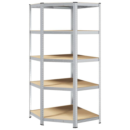 Corner Shelf with Shelf Silver 90 x 90 x 198 cm Engineered Wood