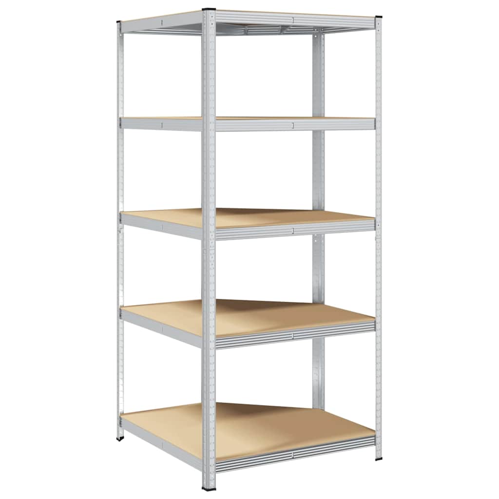 Corner Shelf with Shelf Silver 90 x 90 x 198 cm Engineered Wood