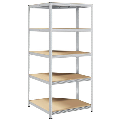 Corner Shelf with Shelf Silver 90 x 90 x 198 cm Engineered Wood