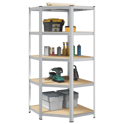 Corner Shelf with Shelf Silver 90 x 90 x 198 cm Engineered Wood