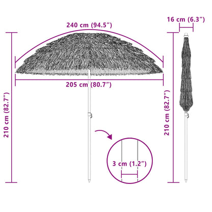 Beach Parasol Natural 205 x 205 x 210 cm Polyester and Steel