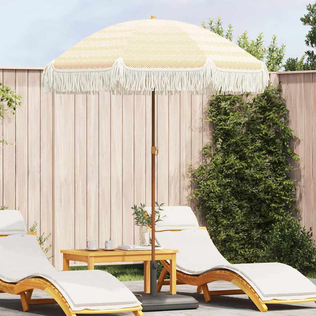 Beach Parasol Yellow and White 160 x 160 x 196 cm