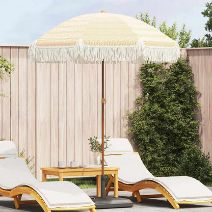 Beach Parasol Yellow and White 160 x 160 x 196 cm