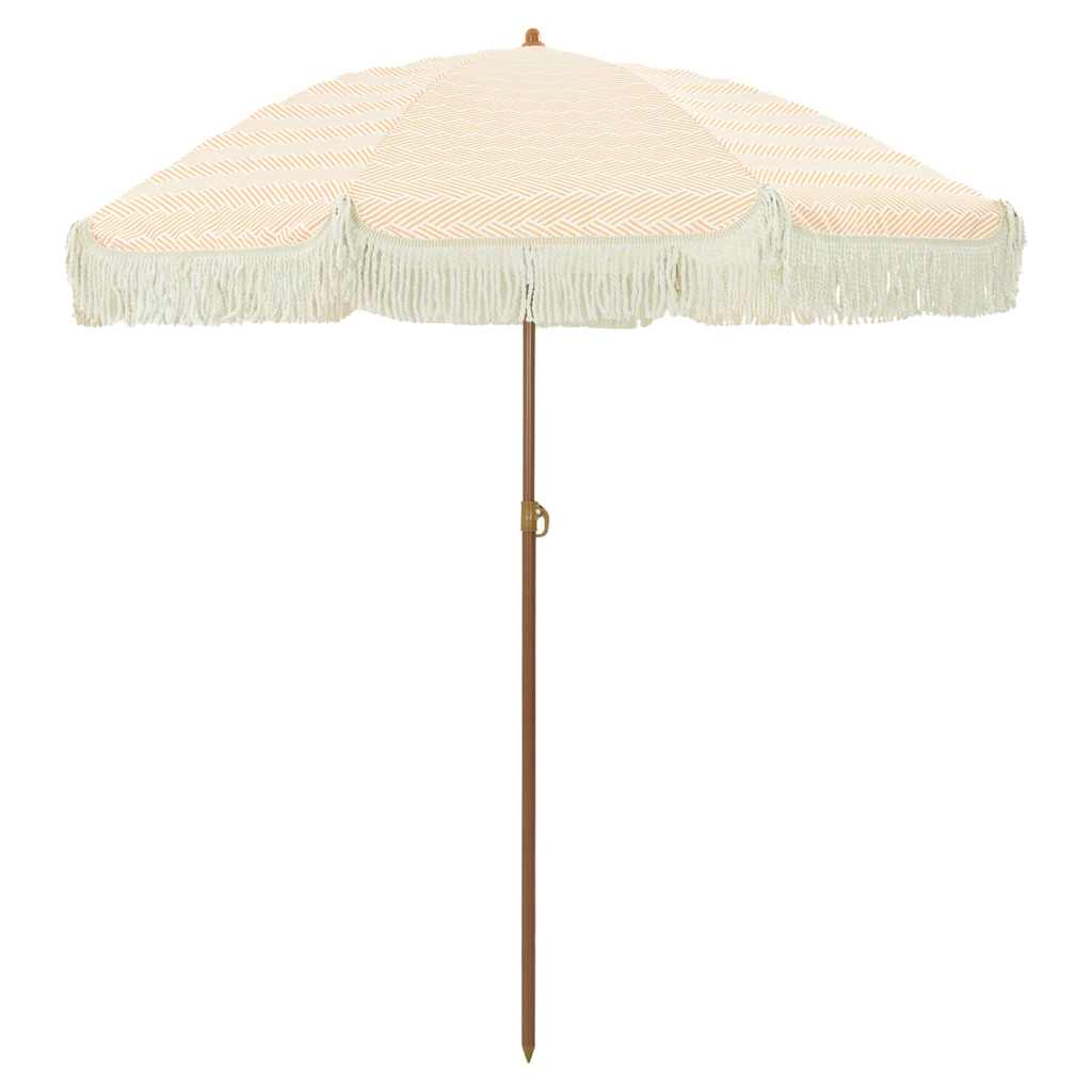Beach Parasol Yellow and White 160 x 160 x 196 cm