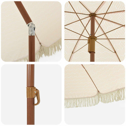 Beach Parasol Yellow and White 205 x 205 x 210 cm