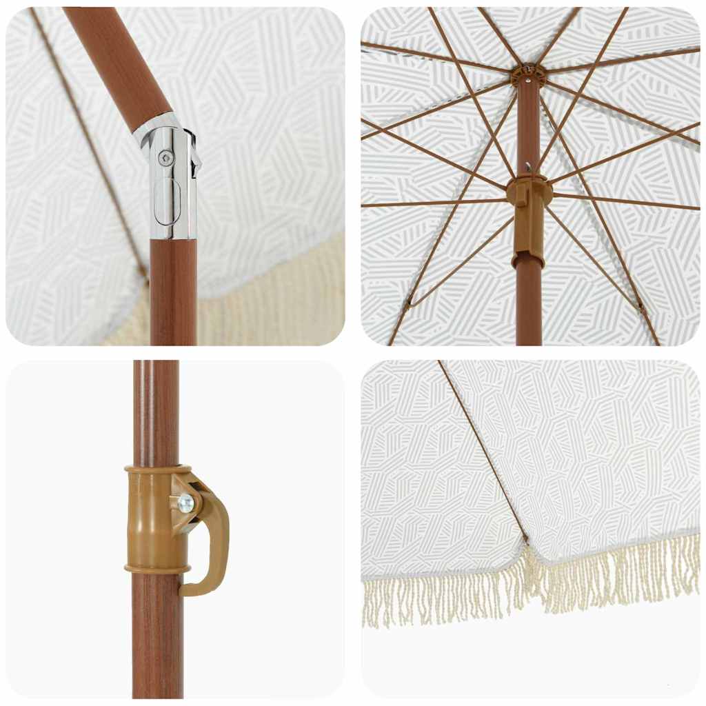 Beach Parasol Grey and White 160 x 160 x 196 cm