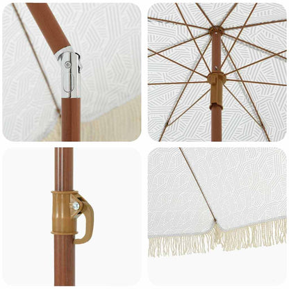 Beach Parasol Grey and White 160 x 160 x 196 cm