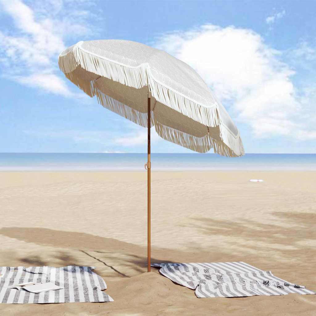 Beach Parasol Grey and White 160 x 160 x 196 cm