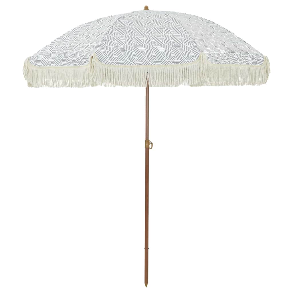 Beach Parasol Grey and White 160 x 160 x 196 cm