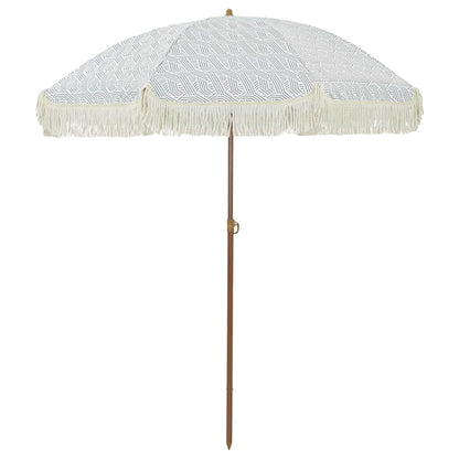 Beach Parasol Grey and White 160 x 160 x 196 cm