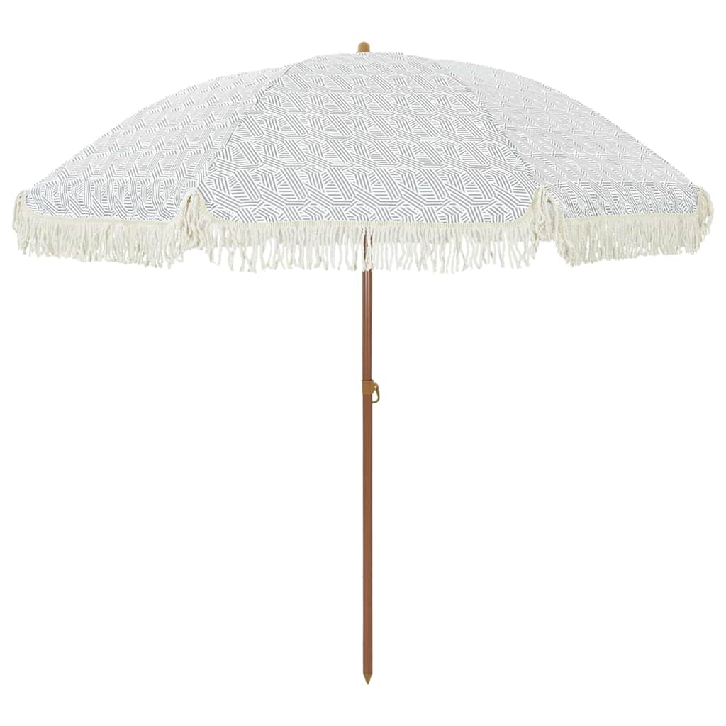 Beach Parasol Grey and White 205 x 205 x 210 cm