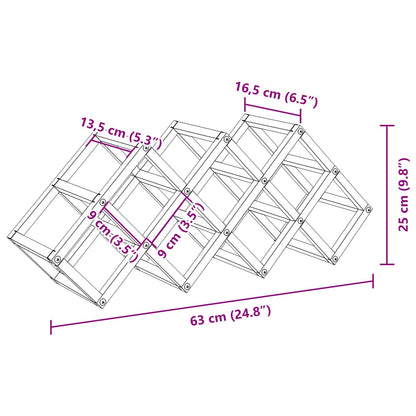 Wine Rack Black Oak 63 x 16.5 x 25 cm Powder-Coated Steel