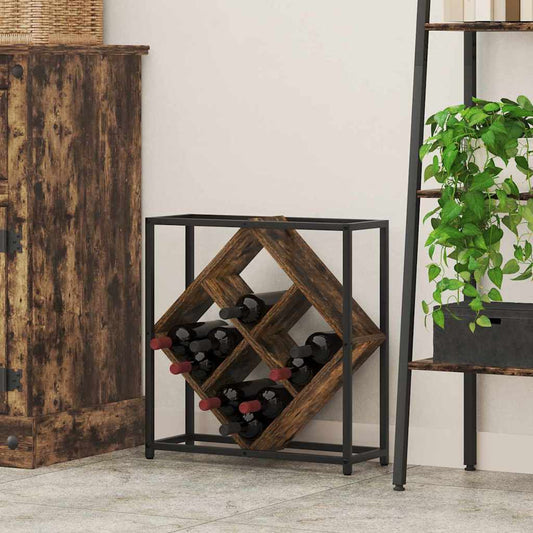 Wine Rack 16 bottles Engineered Wood Smoked Oak
