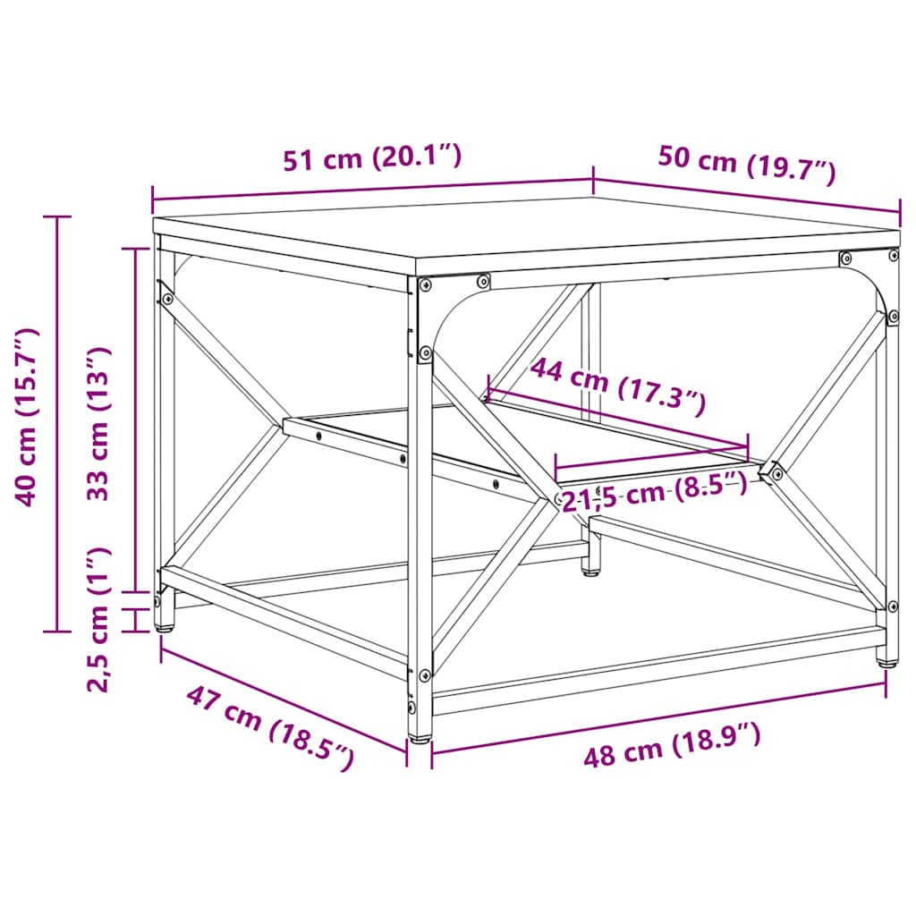 Coffee Table Grey Sonoma 51 x 50 x 40 cm