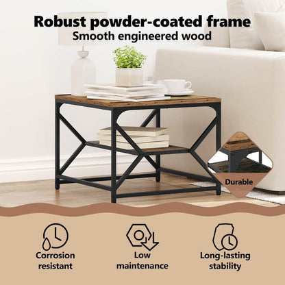 Coffee Table Old Wood 51 x 50 x 40 cm Engineered Wood and Steel