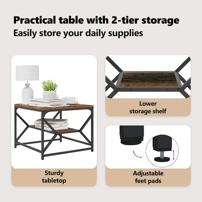 Coffee Table Old Wood 51 x 50 x 40 cm Engineered Wood and Steel