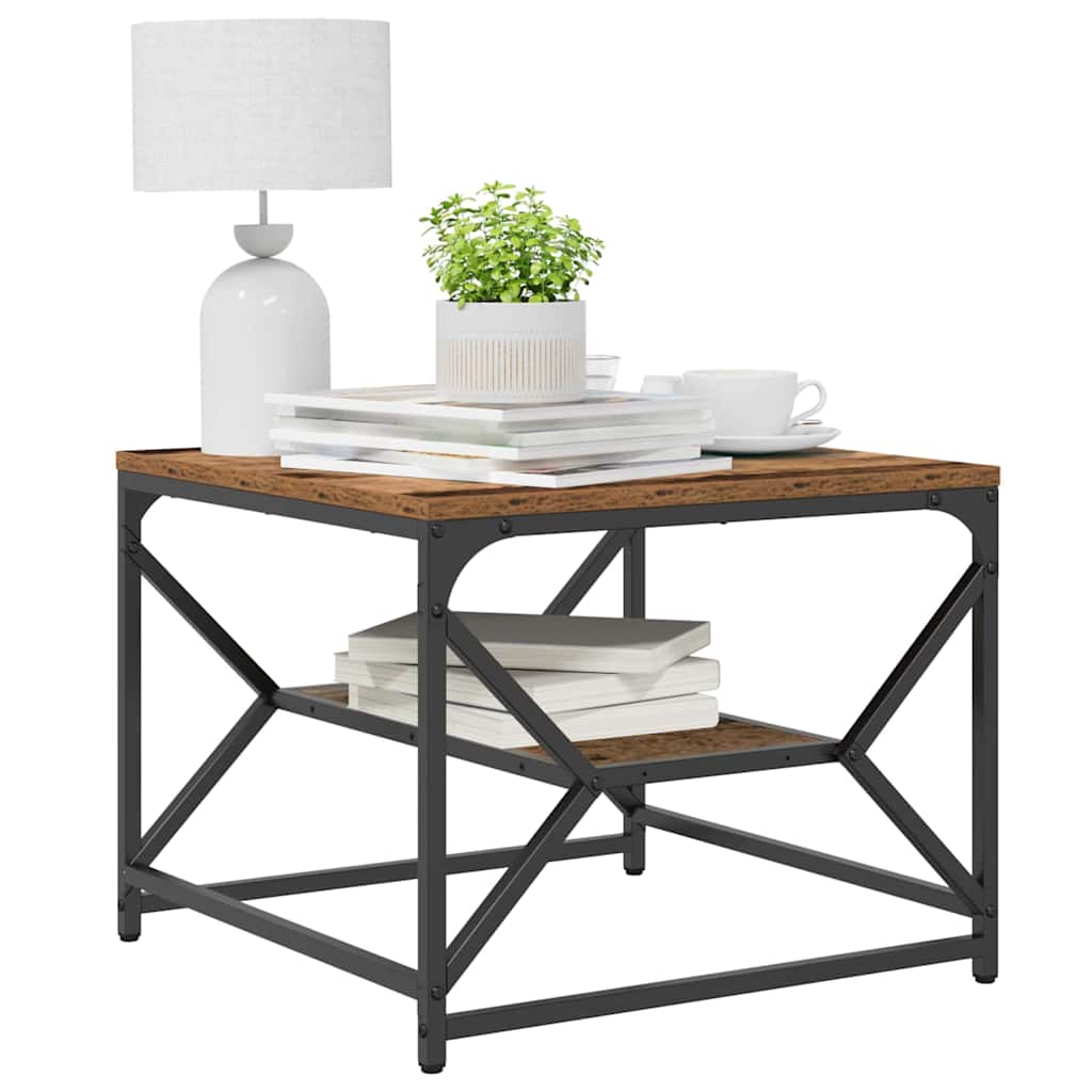 Coffee Table Old Wood 51 x 50 x 40 cm Engineered Wood and Steel