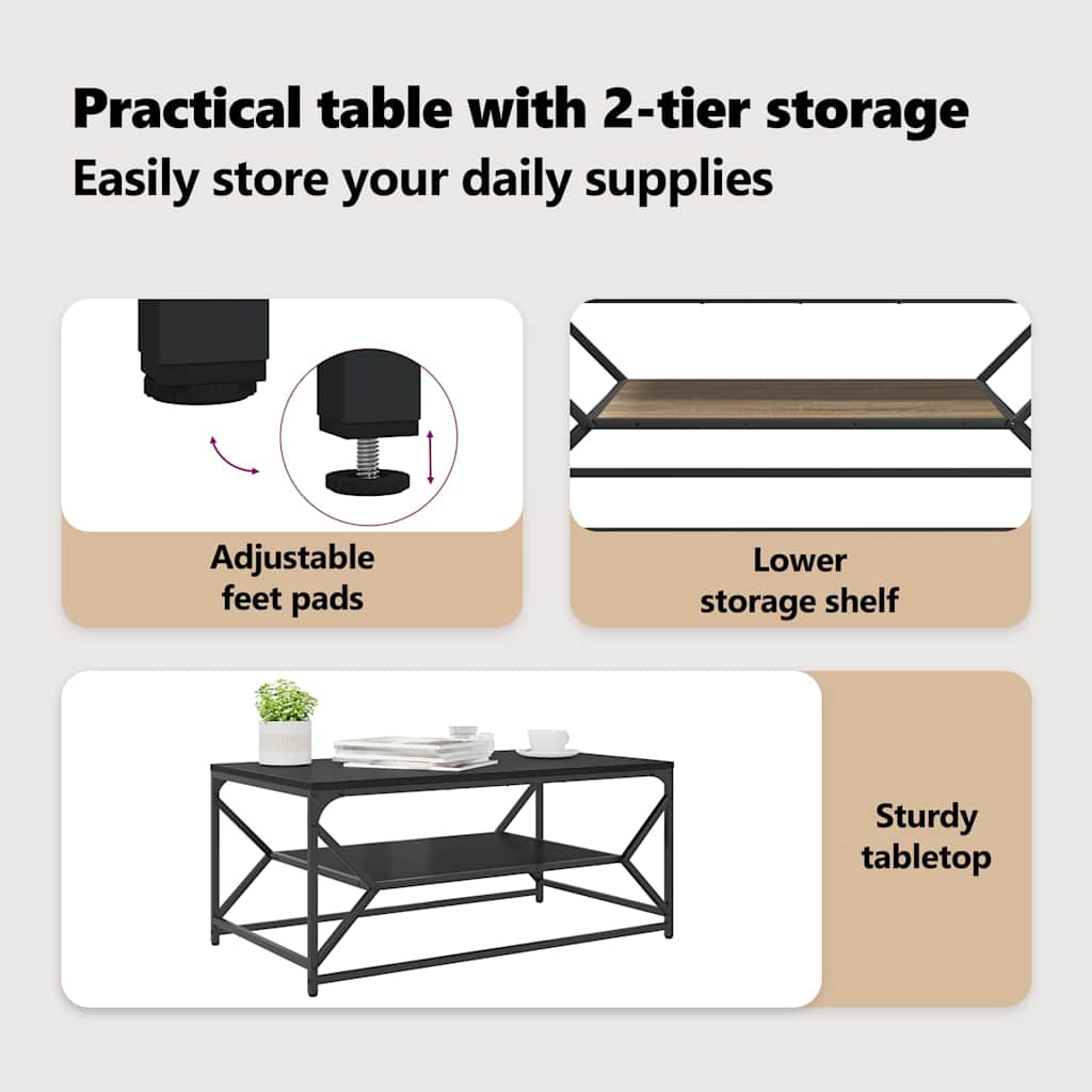 Coffee Table Black Oak 90 x 50 x 40 cm