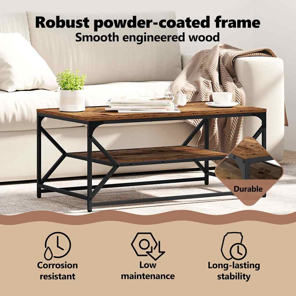 Coffee Table Old Wood 90 x 50 x 40 cm Engineered Wood and Steel