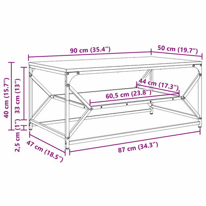 Coffee Table Old Wood 90 x 50 x 40 cm Engineered Wood and Steel