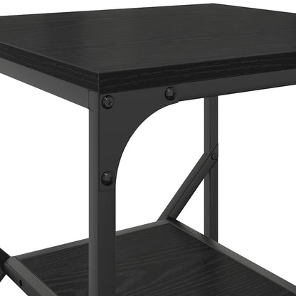 Side Table Black Oak 41 x 40 x 60 cm Engineered Wood and Steel
