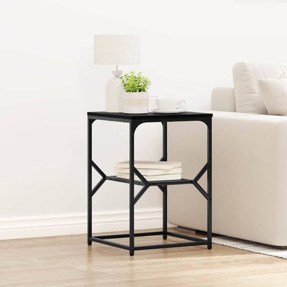 Side Table Black Oak 41 x 40 x 60 cm Engineered Wood and Steel