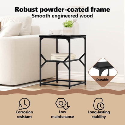 Side Table Black Oak 41 x 40 x 60 cm Engineered Wood and Steel