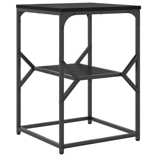 Side Table Black Oak 41 x 40 x 60 cm Engineered Wood and Steel
