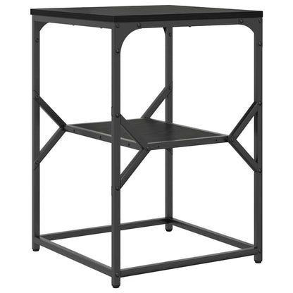 Side Table Black Oak 41 x 40 x 60 cm Engineered Wood and Steel