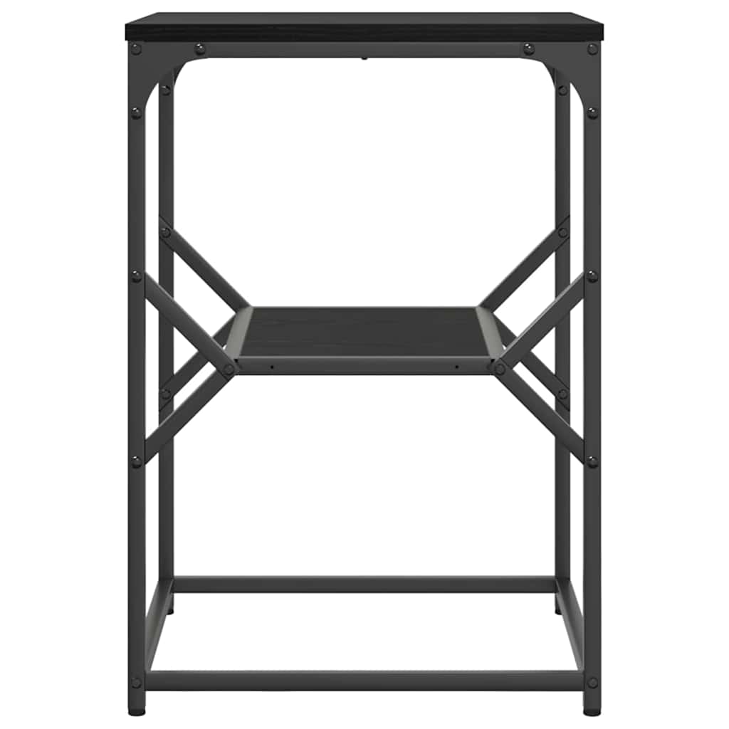 Side Table Black Oak 41 x 40 x 60 cm Engineered Wood and Steel