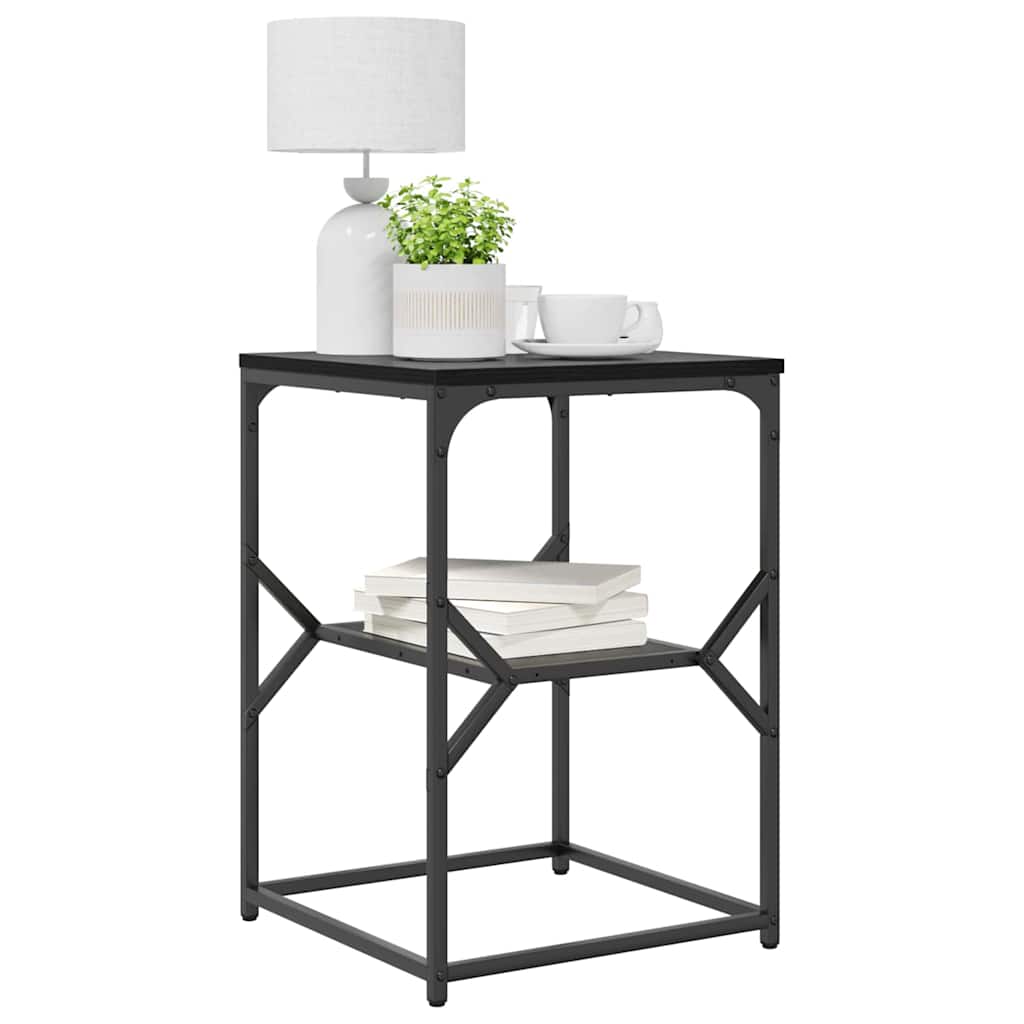 Side Table Black Oak 41 x 40 x 60 cm Engineered Wood and Steel