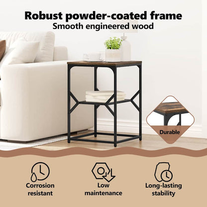 Side Table Smoked Oak 41 x 40 x 60 cm Engineered Wood and Steel