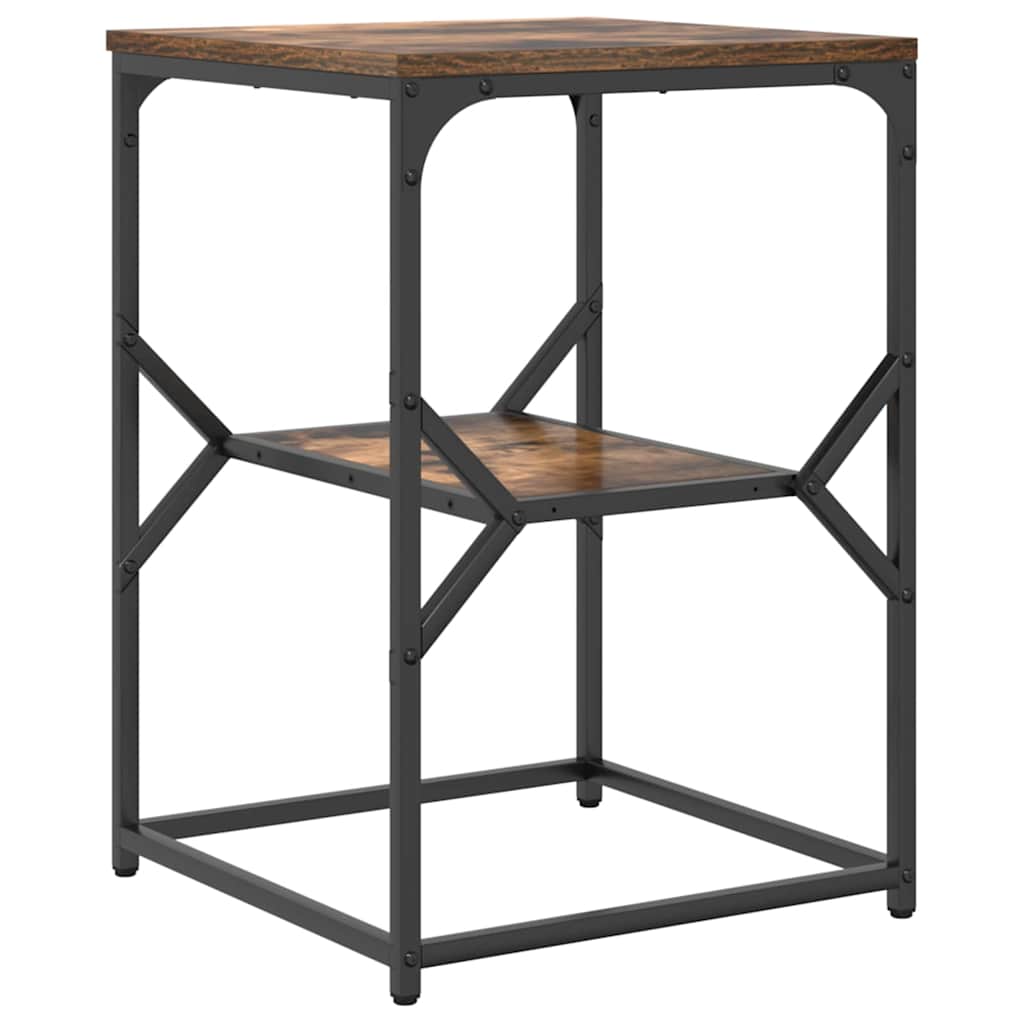 Side Table Smoked Oak 41 x 40 x 60 cm Engineered Wood and Steel