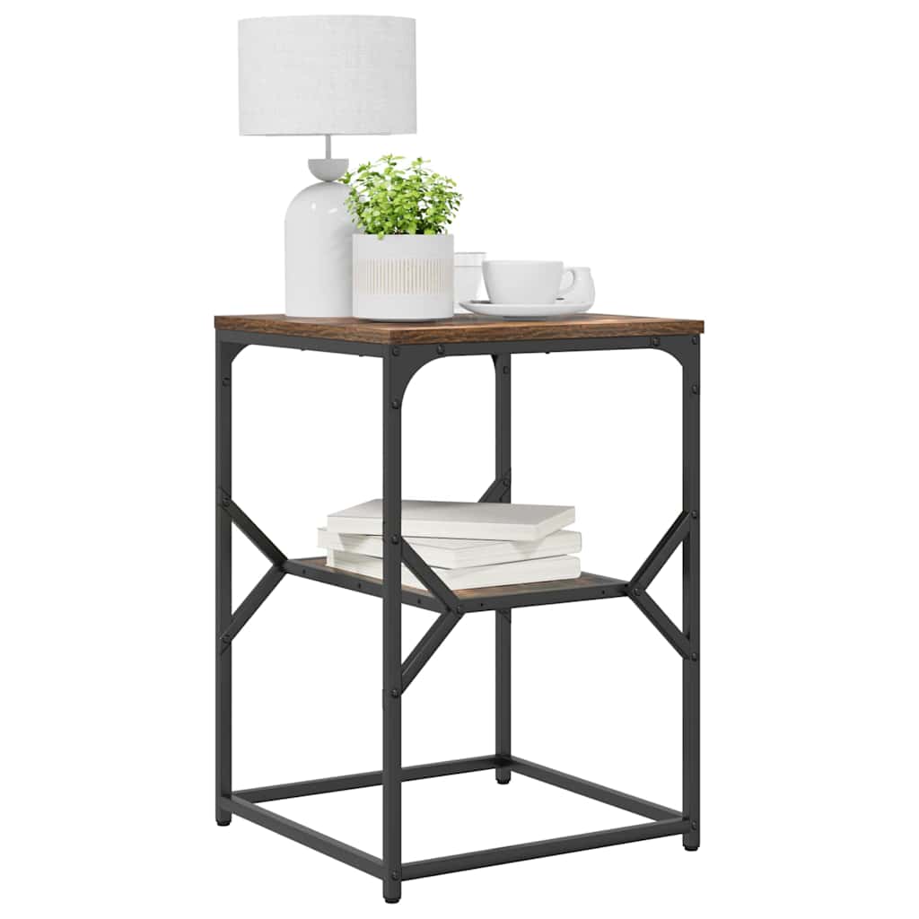Side Table Smoked Oak 41 x 40 x 60 cm Engineered Wood and Steel