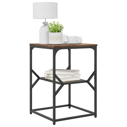 Side Table Smoked Oak 41 x 40 x 60 cm Engineered Wood and Steel